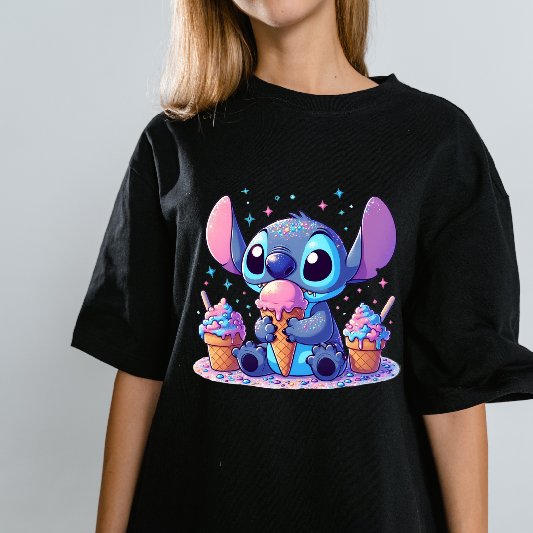 Black T-Shirt With Stitch