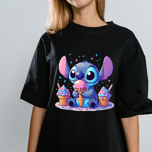 Black T-Shirt With Stitch